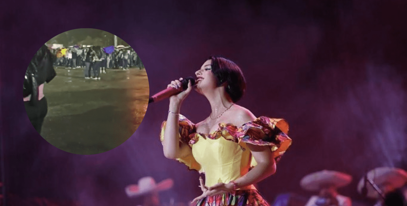 Ángela Aguilar agradece a sus fans por estar en su concierto pese al mal clima